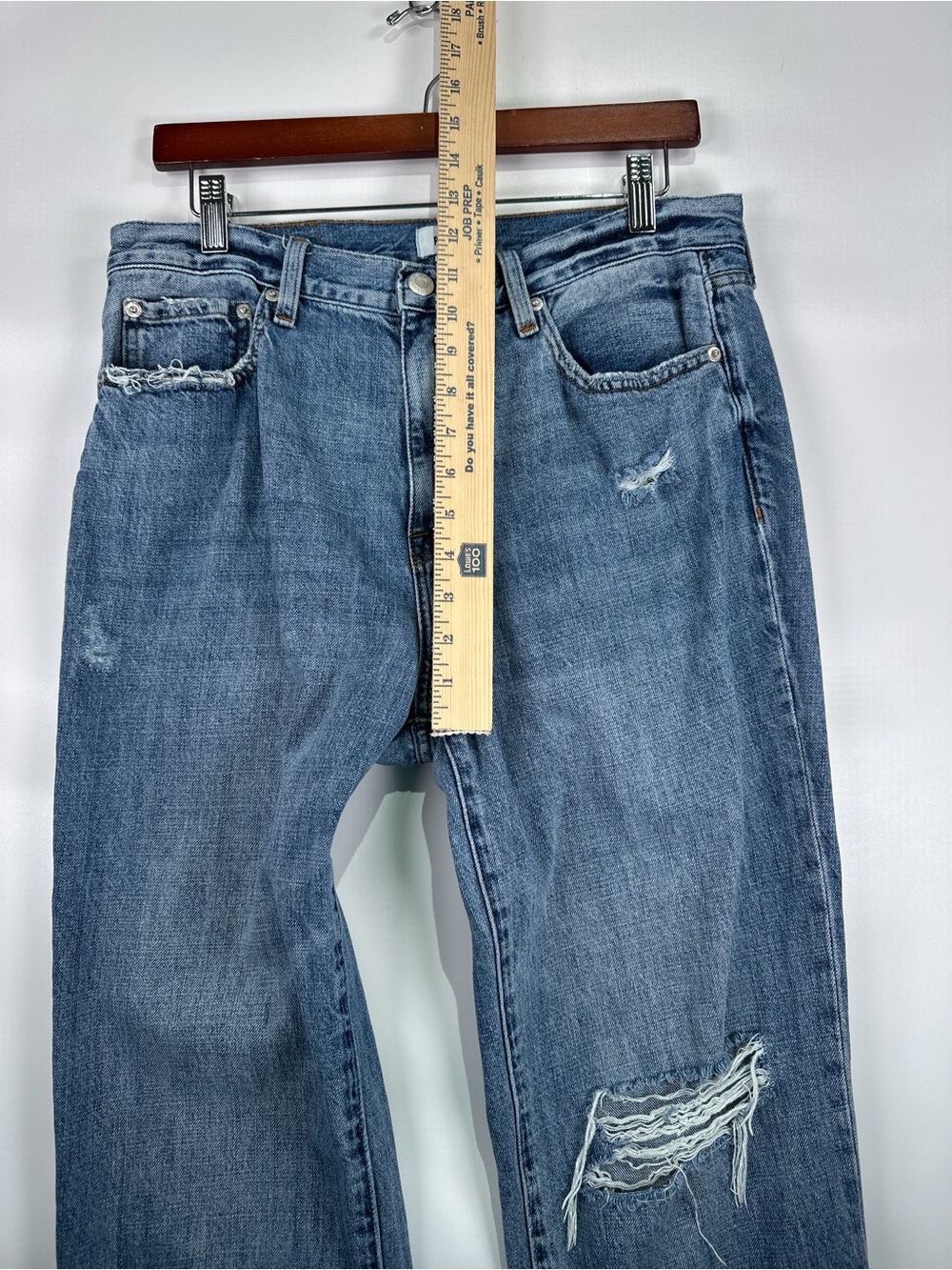 Pistola Presley High Rise Straight Distressed Denim Antidote Blue Size 30 - Picture 10 of 12